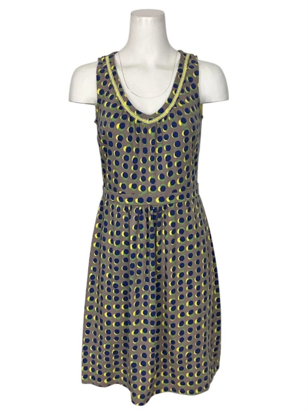 Boden Driftwood Sienna Jersey Tank Dress 8R Polka Dot - Picture 1 of 13